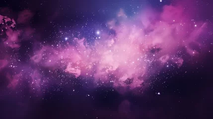Papier Peint photo Autocollant Univers Starry sky in deep outer space with nebula filled with pink and purple hues. 