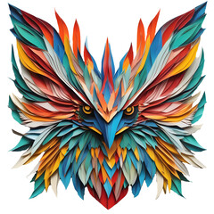 Colourful Eagle face in kirigami style. 