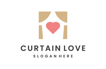 Love curtain logo template illustration