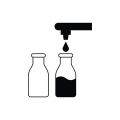 Milk pouring in bottle icon design. Automatic milking system vector icon. isolated on white background. vector illustration