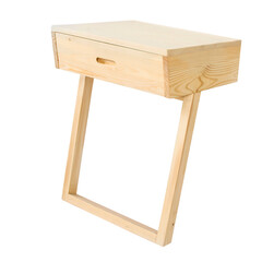 Living room table corner isolated with cabinet on white background. Interior design Inspiration. Furniture modern inspiration. Home living. Wooden Wardrobe inspiration. Scandinavian Interior.