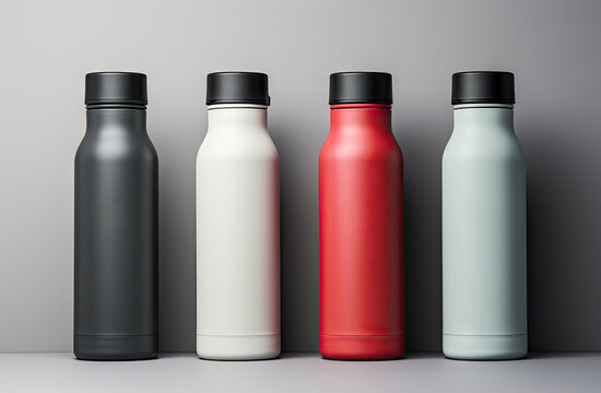 mockup of water bottles in the style of product photography