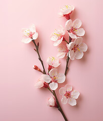 Peach blossom spring background with soft pink background., created by generative AI technology.