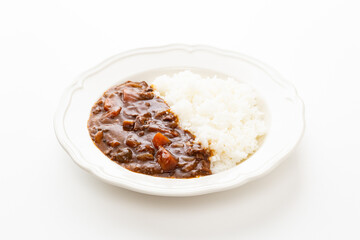 白背景にハヤシライス（ハッシュドビーフライス）