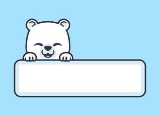 Cute Polar Bear Vector Label