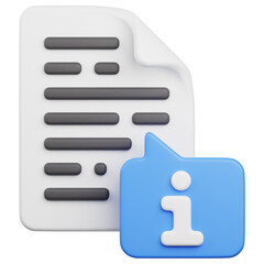 3D Render File Information Icon, illustration isolated on white background, suitable for website, mobile app, print, presentation, infographic, and other projects.