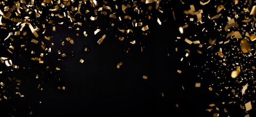 selective focus.Gold confetti falling.decoration and party celebration.