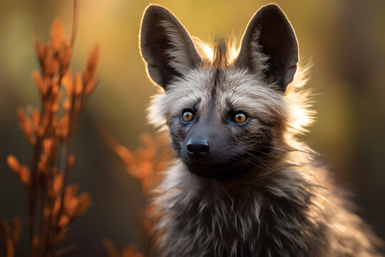 A aardwolf portrait, wildlife photography