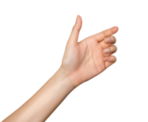 Woman hand touching or pointing on isolated background.