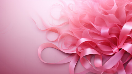 Fototapeta premium World Breast Cancer awareness month concepts designs. Pink ribbon over background. Women health care support. Medical Design for ad, social media, web, cover, promotion. Generative AI