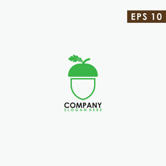 Acorn With Leaf Logo Design Vector Template. Modern Design. Vector Illustration.