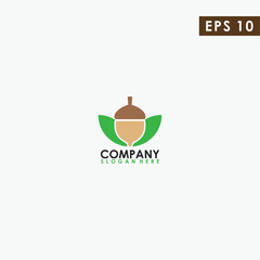 Acorn With Leaf Logo Design Vector Template. Modern Design. Vector Illustration.