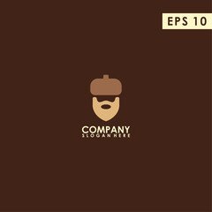 Beard Of Acorn Logo Design Vector Template. Modern Design. Vector Illustration