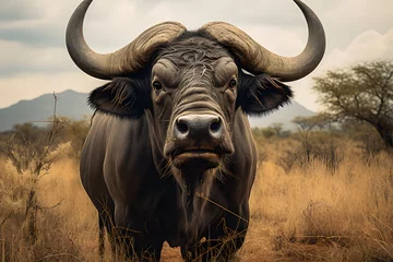 Fotobehang A african buffalo portrait, wildlife photography © Ployker
