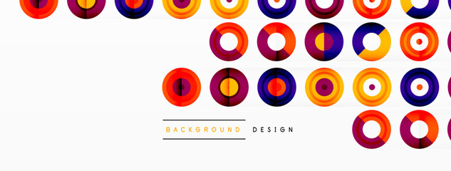 Abstract background with circle symmetric grid composition. Circle pattern creating sense of movement. Grid adds structure and balance to the composition, with equal spacing between each circle
