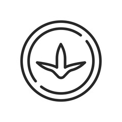 Grouse Gosling Tracks Circle Icon. Vector Linear Illustration of Birdwatching, Bird Hunting and Wildlife Tracking Symbol. 