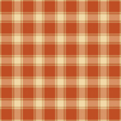 Seamless plaid and checkered patterns in orange beige and green for textile design. Tartan plaid pattern graphic background for a fabric print. Vector illustration.