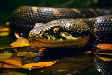 Fototapeta premium A Anaconda portrait, wildlife photography