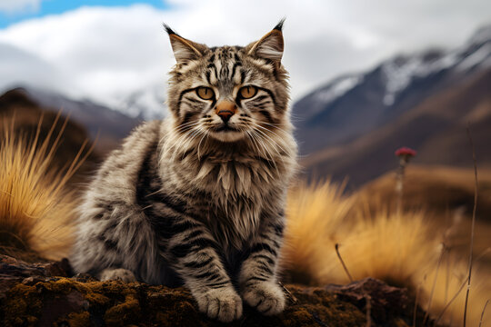 A Andean Mountain Cat portrait, wildlife photography