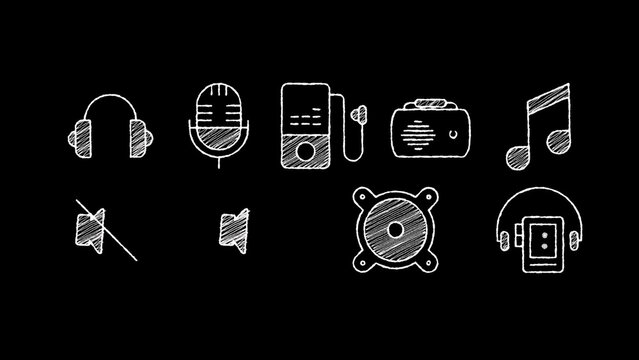 9 Audio Animated Chalkboard Icons