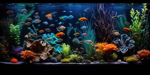 Lots of fish in aquarium, AI generated Image