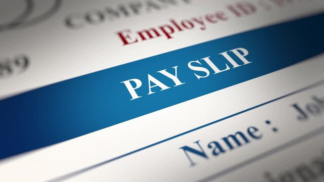 Animated Pay Slip - Earnings statements. Fictitious Data Created Exclusively for This Concept Footage
