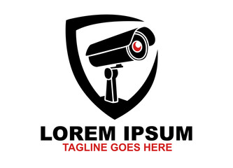 Cctv Camera Shield Protect logo Vector. Icons Home security Illustrations