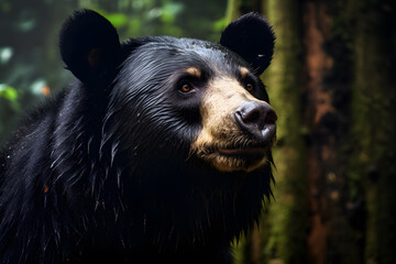 A Asian Black Bear portrait, wildlife photography