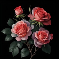 Elegant Watercolor Roses on Dark Background.