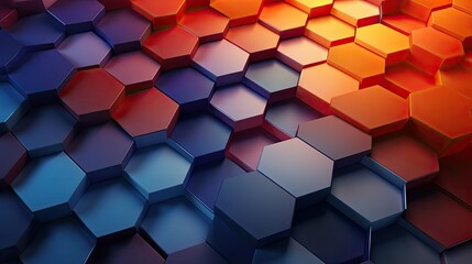 Close-up of modern symmetrical hexagon arrangement with gradient color for wallpaper or background