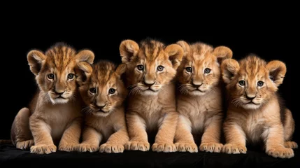 Fototapeten Group of cute lion cubs © Veniamin Kraskov