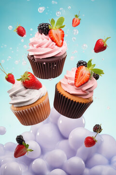 Fresh Berries Cupcakes Advertising Photography