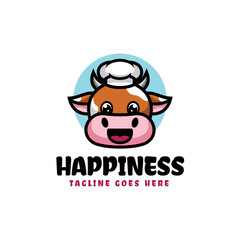 Obraz na płótnie Canvas Vector Logo Illustration Happiness Mascot Cartoon Style.