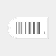 price tag design with Barcode vector template, clothing Paper label tag for the store, Realistic editable barcode icon label