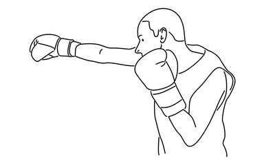 line art of young man boxer