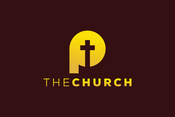 Trendy and Professional letter P church sign Christian and peaceful vector logo design