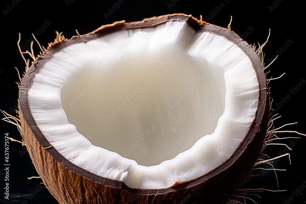 Poster Generative AI : Fresh Coconut fruit with water droplets isolated on white background with clipping path