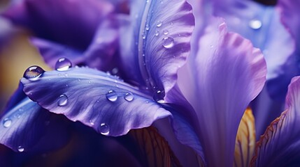 Generative AI : Iris flowers with water droplets isolated on background with clipping path