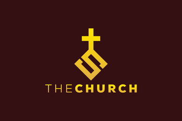 Fototapeta premium Trendy and Professional letter S church sign Christian and peaceful vector logo design template