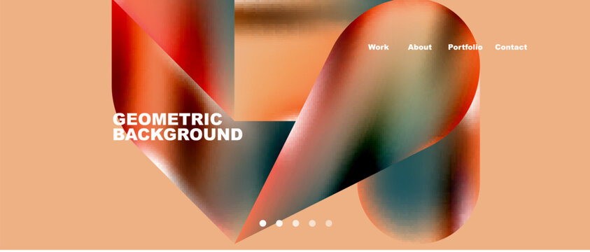 Glassmorphism landing page background template. Colorful glass shapes with metallic effect abstract composition for wallpaper, banner, background