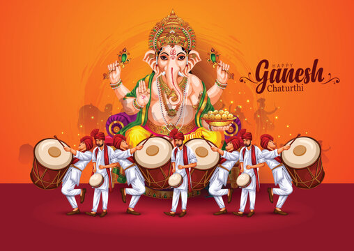 happy Ganesh Chaturthi greetings. vector illustration design.