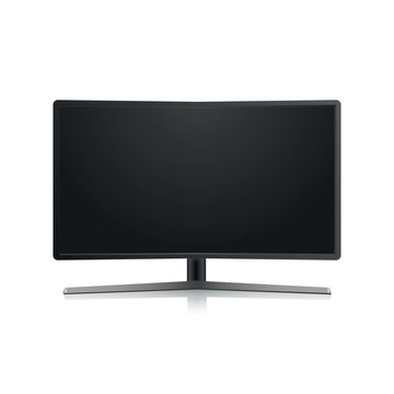 Black LED tv television screen blank on background. Vector