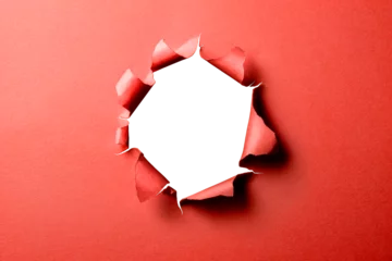 Foto auf Leinwand 穴の空いた赤い紙の背景テクスチャー © hanahal