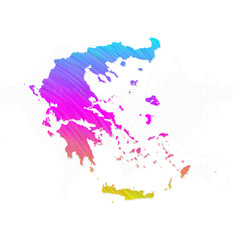 Greece map in colorful halftone gradients. Future geometric patterns of lines abstract on white background. Vector illustration EPS10