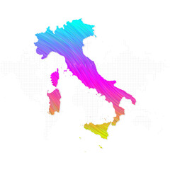 Italy map in colorful halftone gradients. Future geometric patterns of lines abstract on white background. Vector illustration EPS10