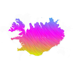 Iceland map in colorful halftone gradients. Future geometric patterns of lines abstract on white background. Vector illustration EPS10