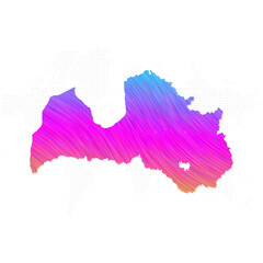 Latvia map in colorful halftone gradients. Future geometric patterns of lines abstract on white background. Vector illustration EPS10