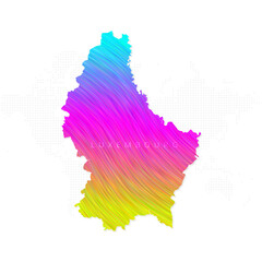 Luxembourg map in colorful halftone gradients. Future geometric patterns of lines abstract on white background. Vector illustration EPS10
