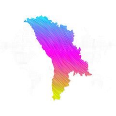 Moldova map in colorful halftone gradients. Future geometric patterns of lines abstract on white background. Vector illustration EPS10