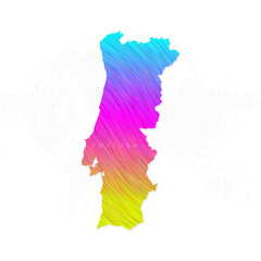 Portugal map in colorful halftone gradients. Future geometric patterns of lines abstract on white background. Vector illustration EPS10